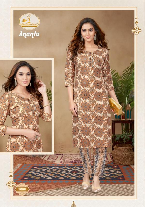 Miss World Ananta Vol-1 Cotton Exclusive Designer Kurti With Pant Collection